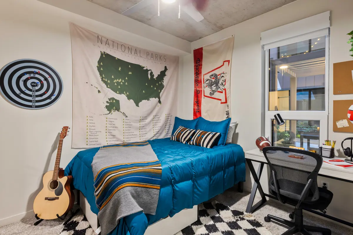 Cozy bedroom with national parks theme