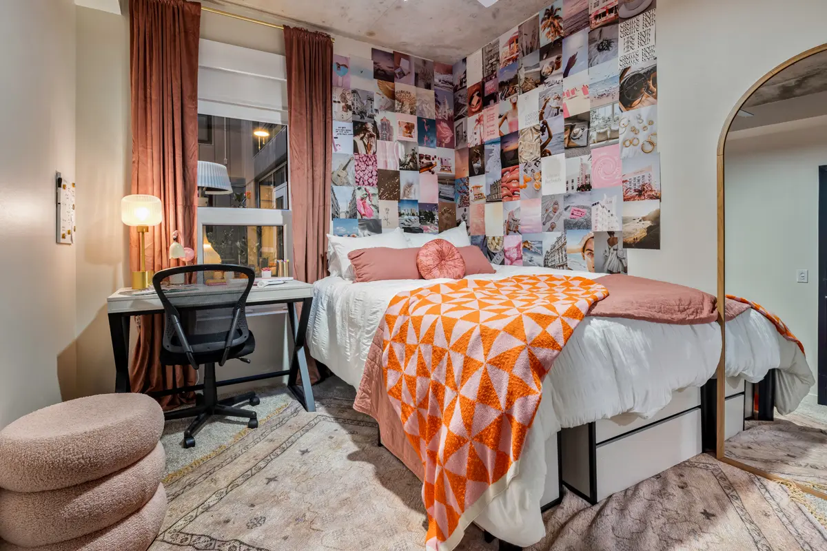 Cozy bedroom with stylish decor.