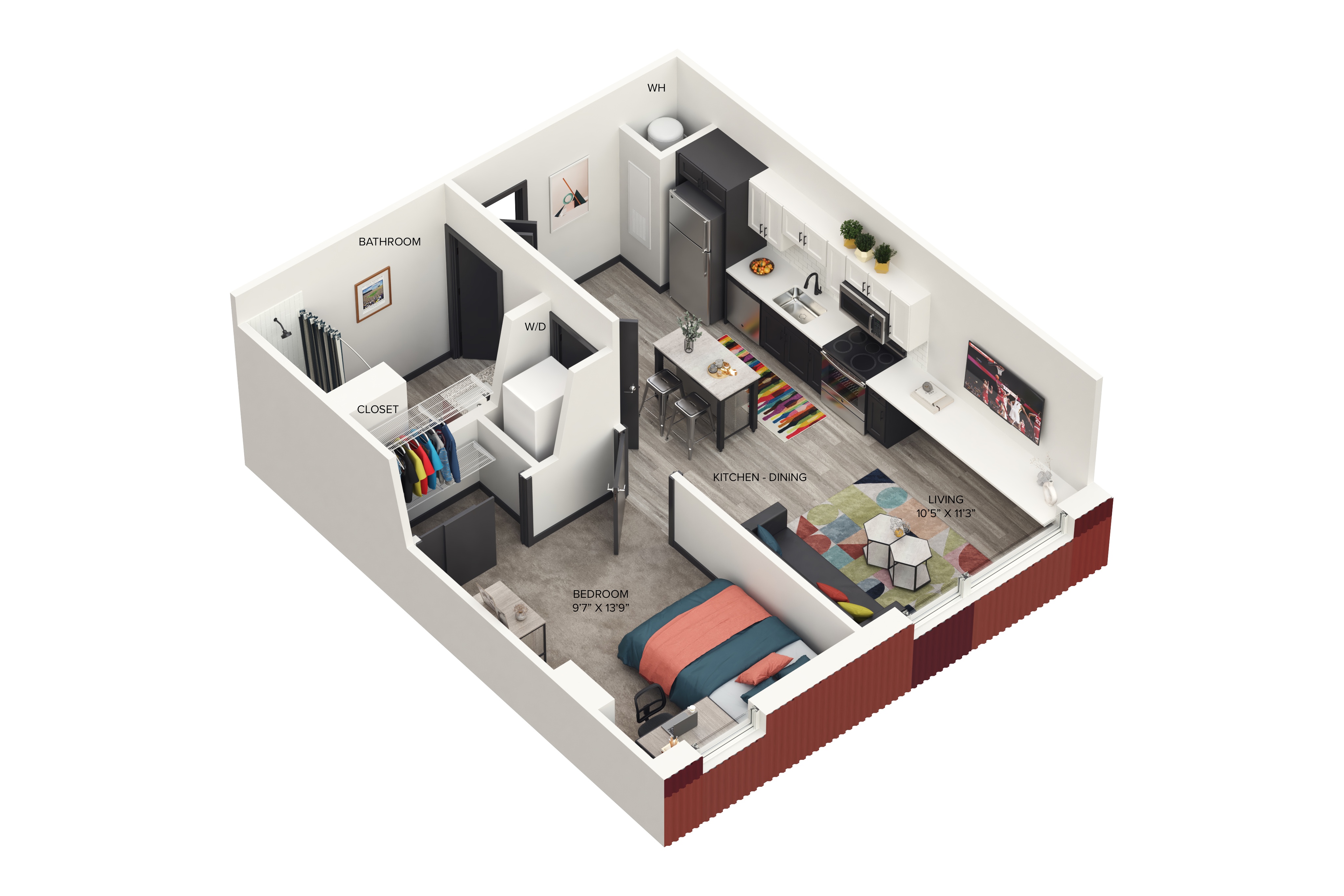 1BR/1BA – The One D floor plan