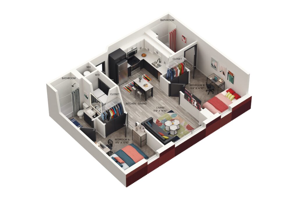 2BR/2BA – The Two B